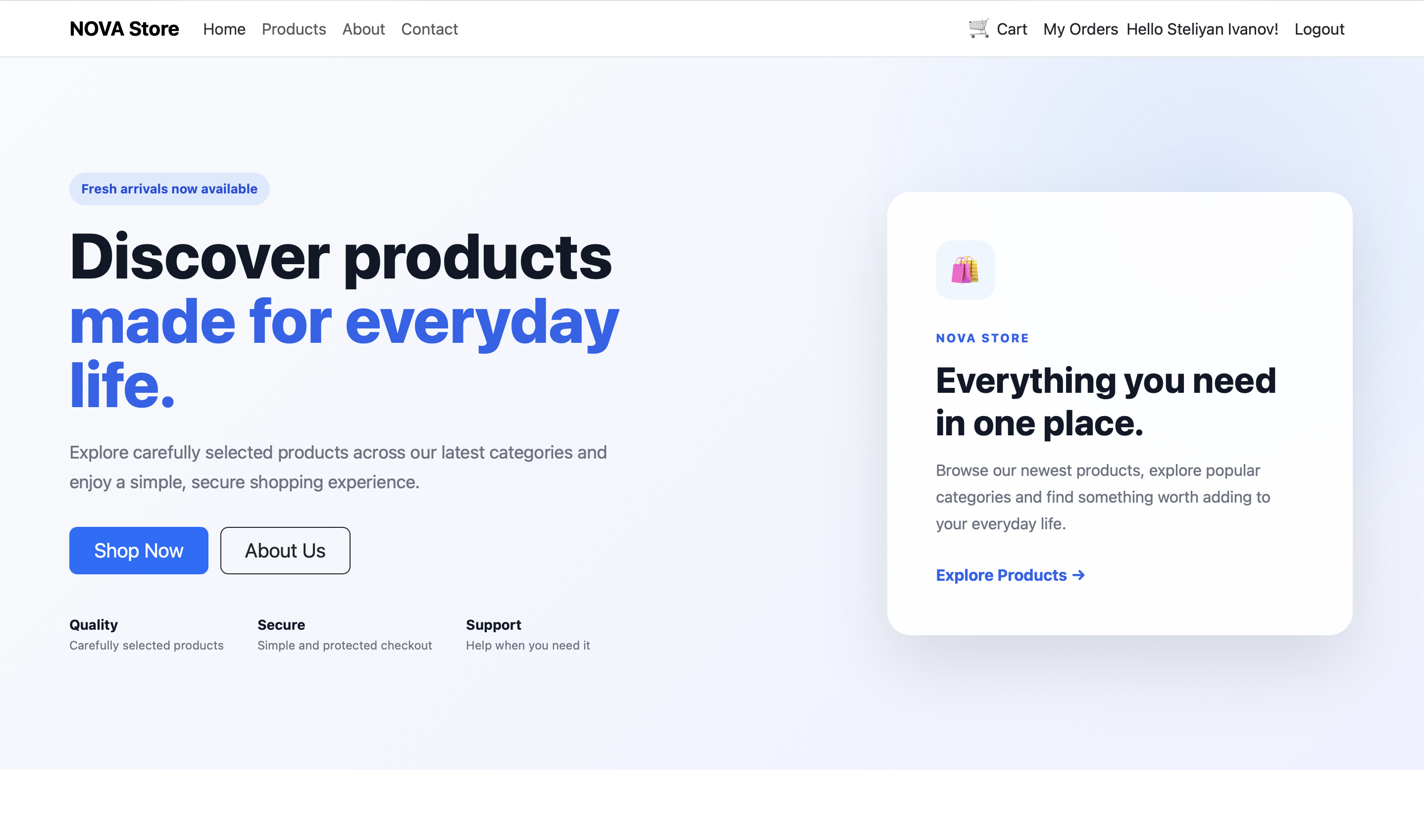 NOVA Store e-commerce platform